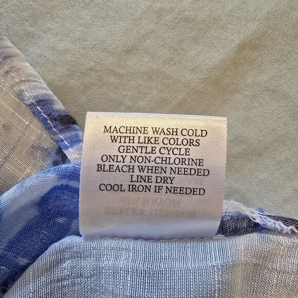 Wrangler Sleeveless Blouse Ruffle at Shoulder Keyhole Neckline Tie Dye XL Blue - Picture 9 of 10